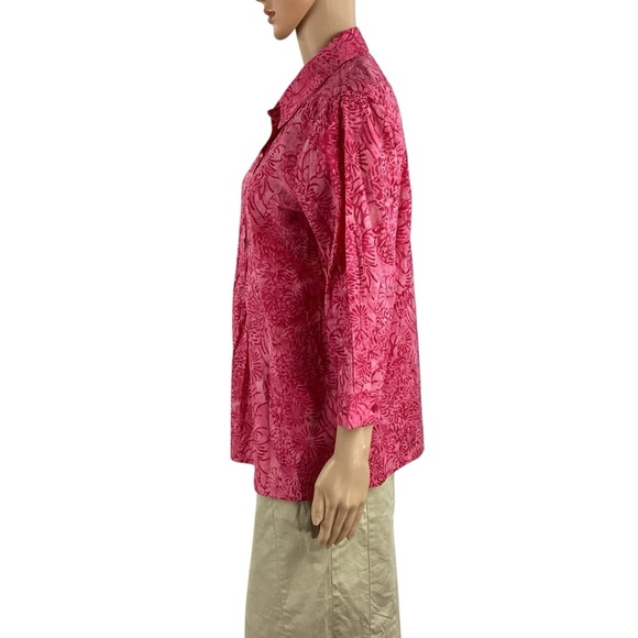Christopher & Banks Pink Floral Cotton Popover Shirt Size M - Picture 4 of 7